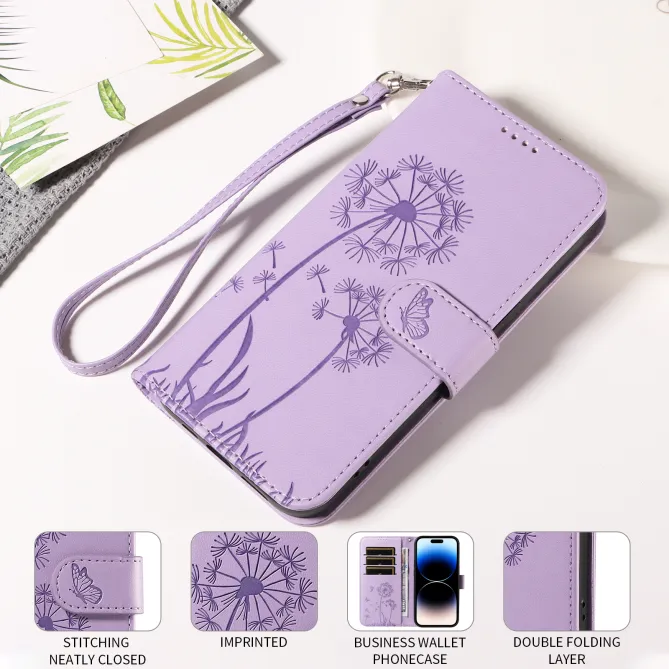 Housse Pissenlit Gaufré Motorola Moto G77 G67 Simili Cuir Porte-Cartes
