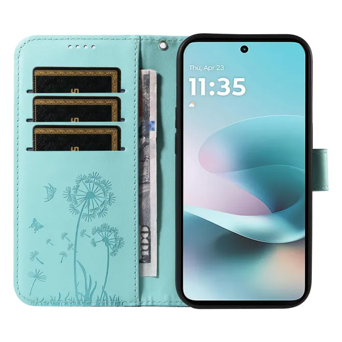 Housse Pissenlit Gaufré Motorola Moto G77 G67 Simili Cuir Porte-Cartes