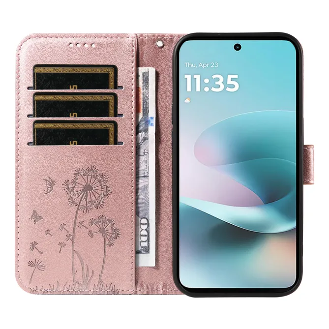 Housse Pissenlit Gaufré Motorola Moto G77 G67 Simili Cuir Porte-Cartes