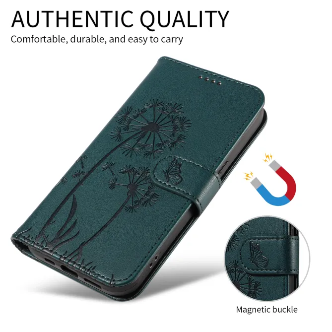 Housse Pissenlit Gaufré Motorola Moto G77 G67 Simili Cuir Porte-Cartes