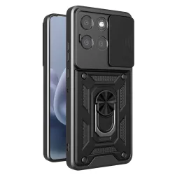 Coque Motorola Moto G77 G67 Cache Objectif Coulissant Anneau Militaire