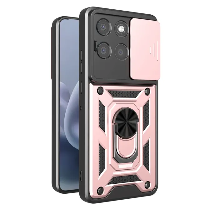 Coque Motorola Moto G77 G67 Cache Objectif Coulissant Anneau Militaire