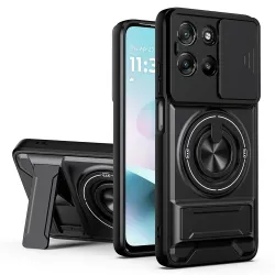 Coque Moto G77 G67 Cache Coulissant Anneau Béquille Pliable