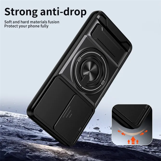 Coque Moto G77 G67 Cache Coulissant Anneau Béquille Pliable