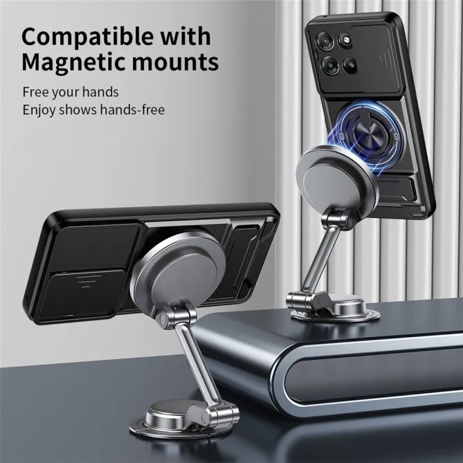 Coque Moto G77 G67 Cache Coulissant Anneau Béquille Pliable