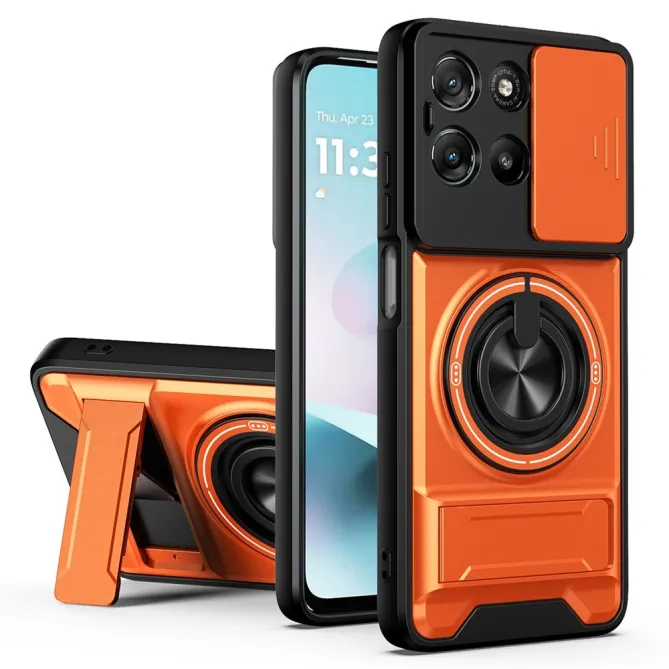 Coque Moto G77 G67 Cache Coulissant Anneau Béquille Pliable