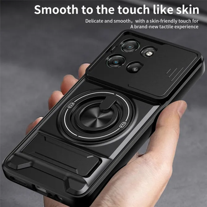 Coque Moto G77 G67 Cache Coulissant Anneau Béquille Pliable