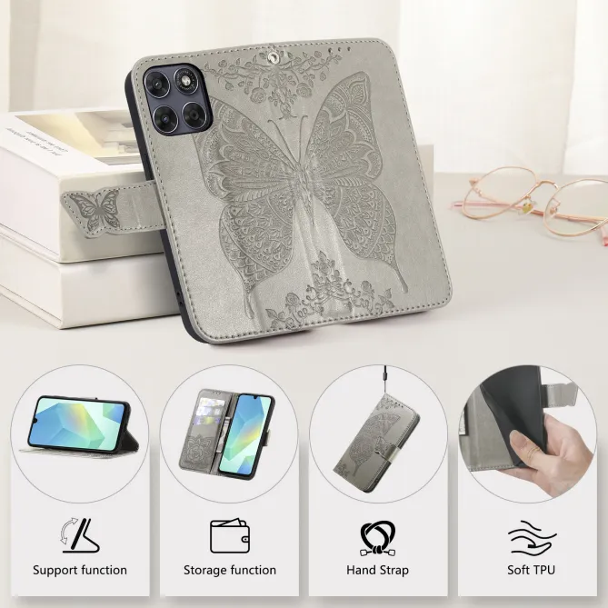 Housse Motorola Moto G77 / G67 Papillon Relief