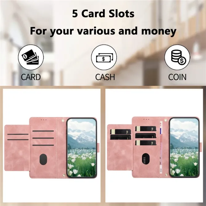 Housse Motorola Moto G77 / G67 Tulipes Gaufrées 5 Emplacements Cartes