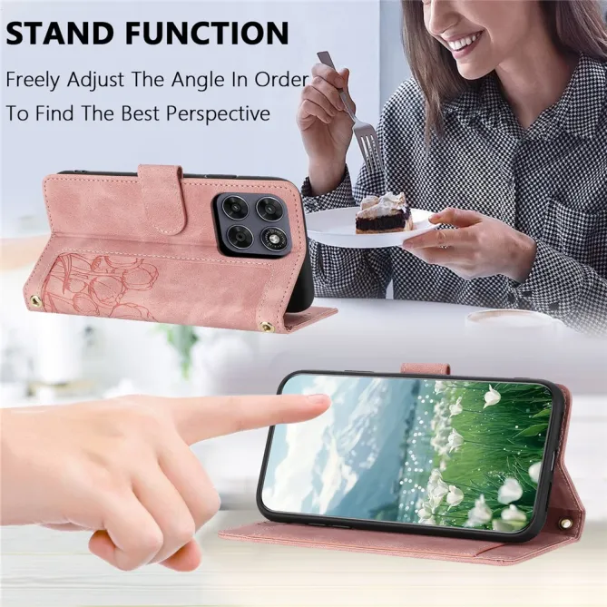 Housse Motorola Moto G77 / G67 Tulipes Gaufrées 5 Emplacements Cartes