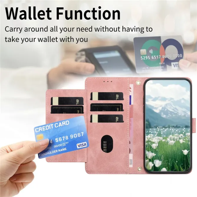 Housse Motorola Moto G77 / G67 Tulipes Gaufrées 5 Emplacements Cartes