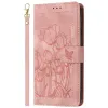 Housse Motorola Moto G77 / G67 Tulipes Gaufrées 5 Emplacements Cartes