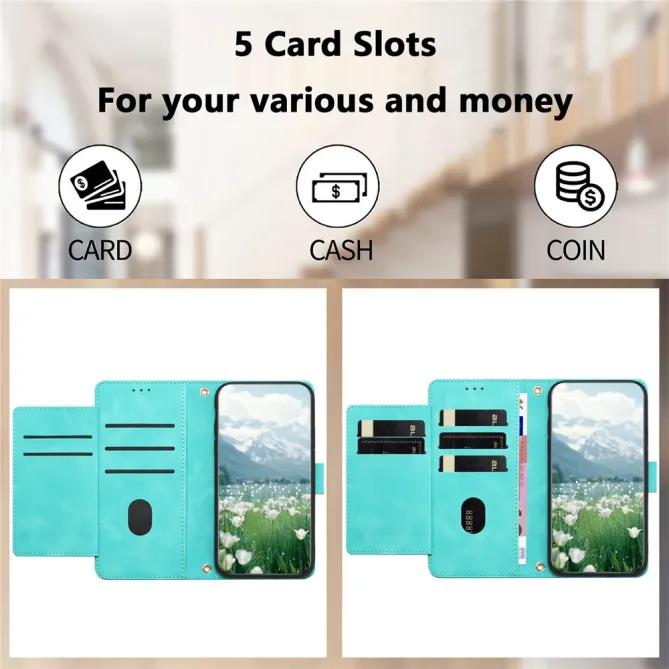 Housse Motorola Moto G77 / G67 Tulipes Gaufrées 5 Emplacements Cartes