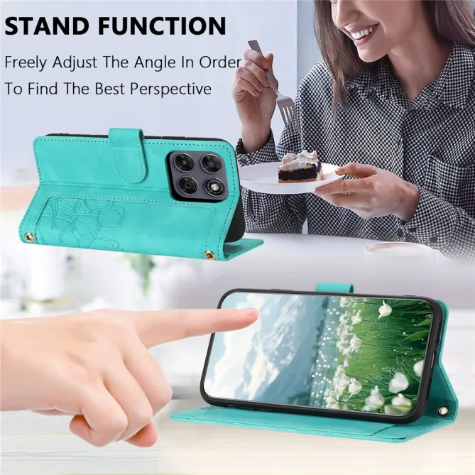 Housse Motorola Moto G77 / G67 Tulipes Gaufrées 5 Emplacements Cartes