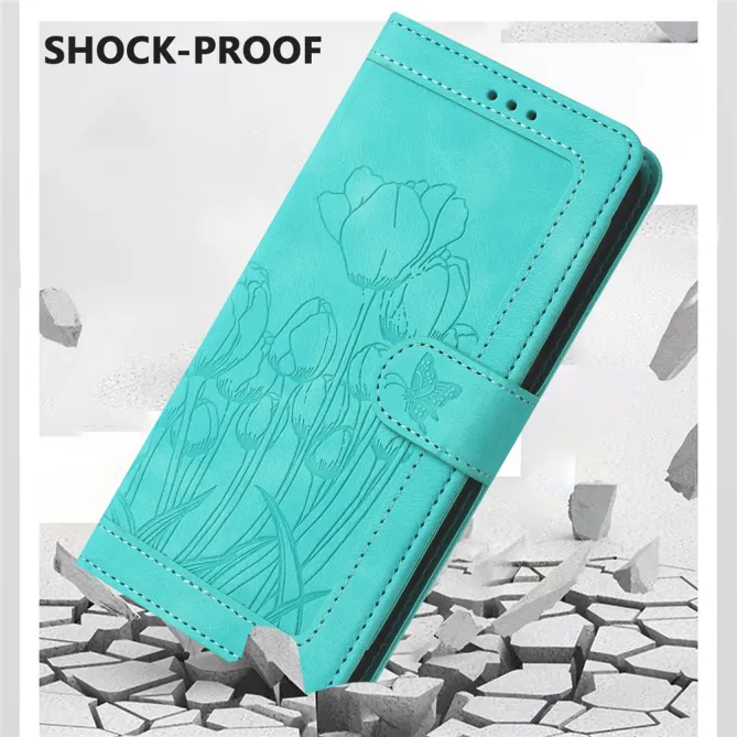 Housse Motorola Moto G77 / G67 Tulipes Gaufrées 5 Emplacements Cartes