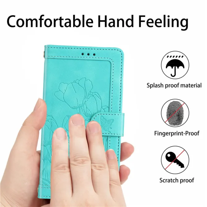 Housse Motorola Moto G77 / G67 Tulipes Gaufrées 5 Emplacements Cartes