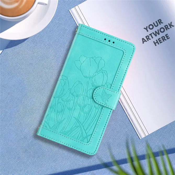 Housse Motorola Moto G77 / G67 Tulipes Gaufrées 5 Emplacements Cartes