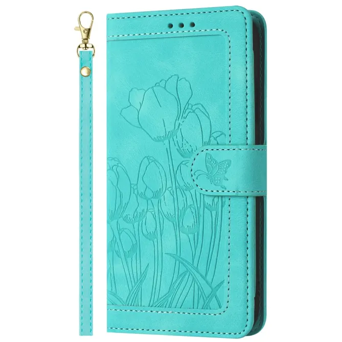 Housse Motorola Moto G77 / G67 Tulipes Gaufrées 5 Emplacements Cartes