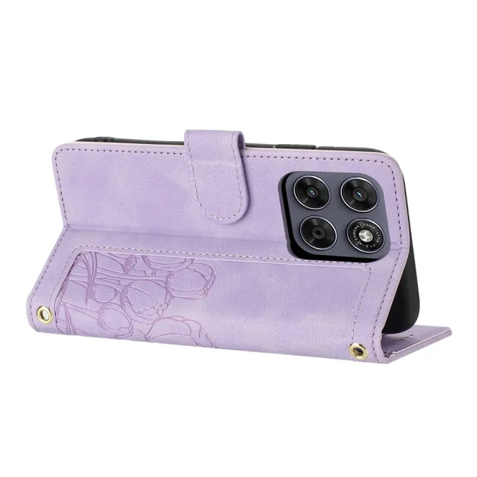 Housse Motorola Moto G77 / G67 Tulipes Gaufrées 5 Emplacements Cartes
