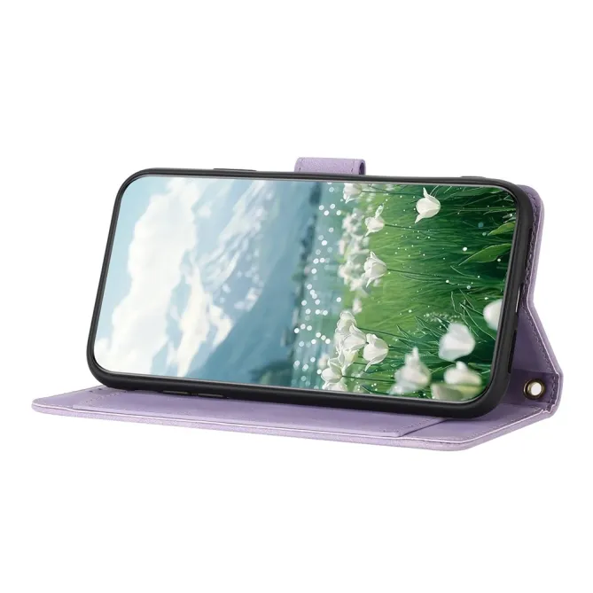 Housse Motorola Moto G77 / G67 Tulipes Gaufrées 5 Emplacements Cartes