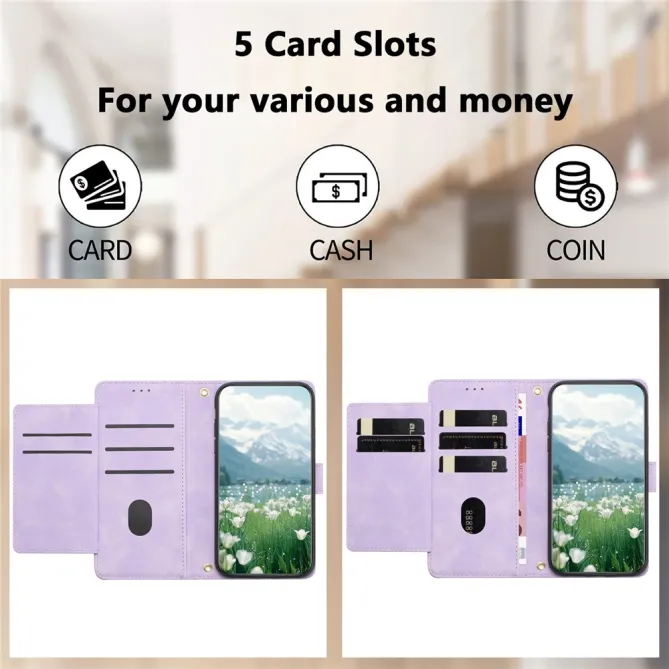 Housse Motorola Moto G77 / G67 Tulipes Gaufrées 5 Emplacements Cartes