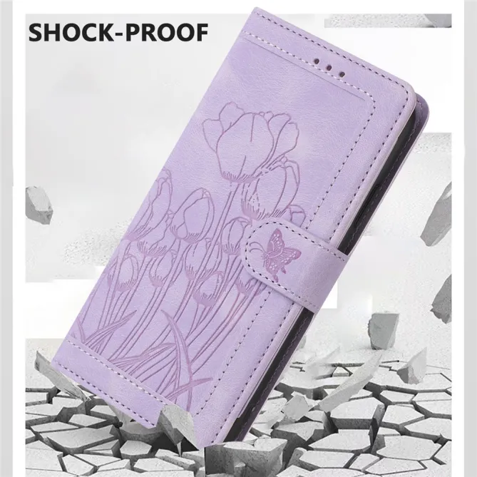 Housse Motorola Moto G77 / G67 Tulipes Gaufrées 5 Emplacements Cartes