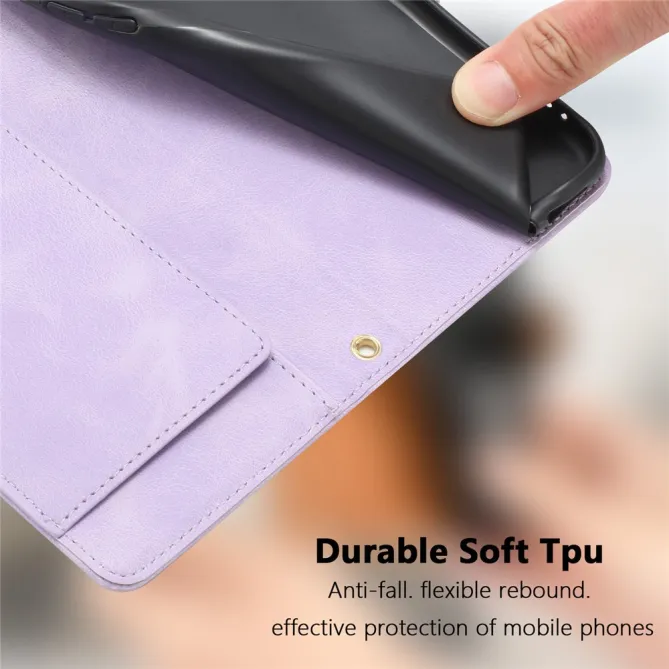 Housse Motorola Moto G77 / G67 Tulipes Gaufrées 5 Emplacements Cartes
