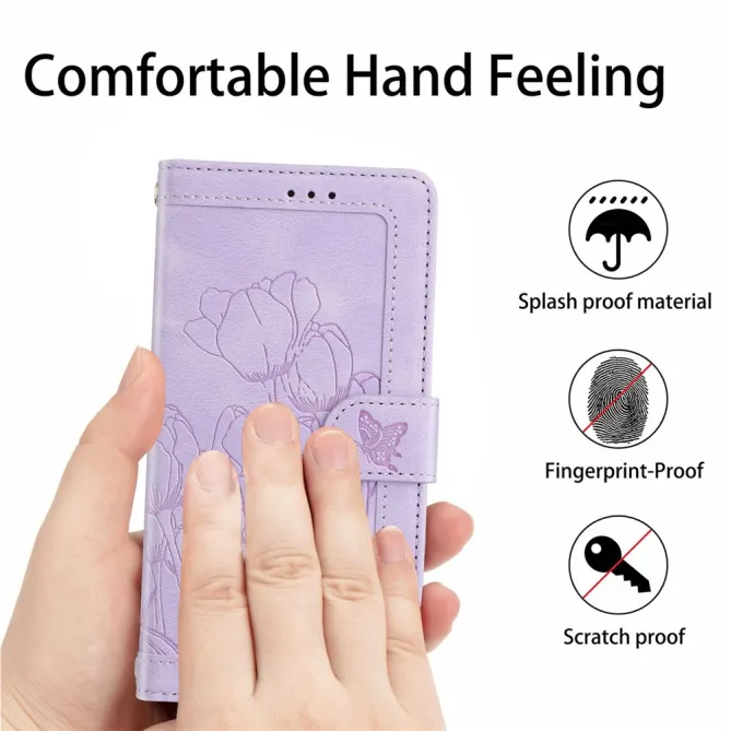 Housse Motorola Moto G77 / G67 Tulipes Gaufrées 5 Emplacements Cartes