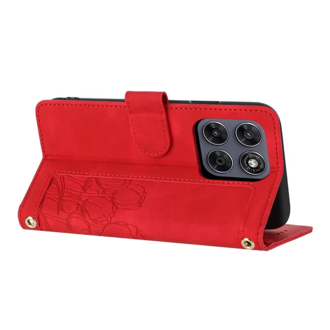 Housse Motorola Moto G77 / G67 Tulipes Gaufrées 5 Emplacements Cartes