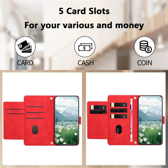 Housse Motorola Moto G77 / G67 Tulipes Gaufrées 5 Emplacements Cartes