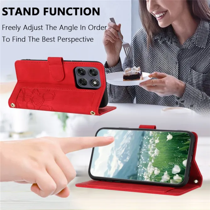 Housse Motorola Moto G77 / G67 Tulipes Gaufrées 5 Emplacements Cartes