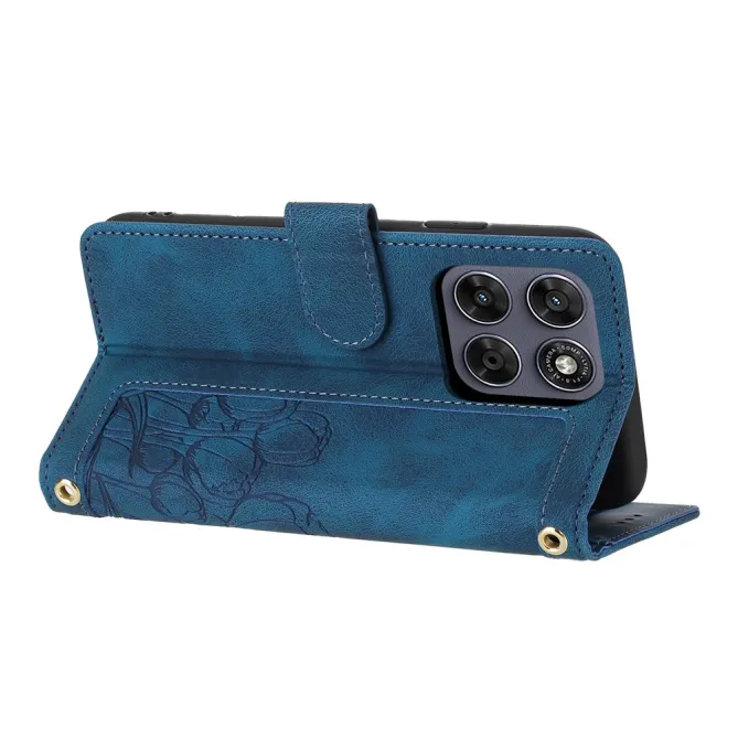 Housse Motorola Moto G77 / G67 Tulipes Gaufrées 5 Emplacements Cartes