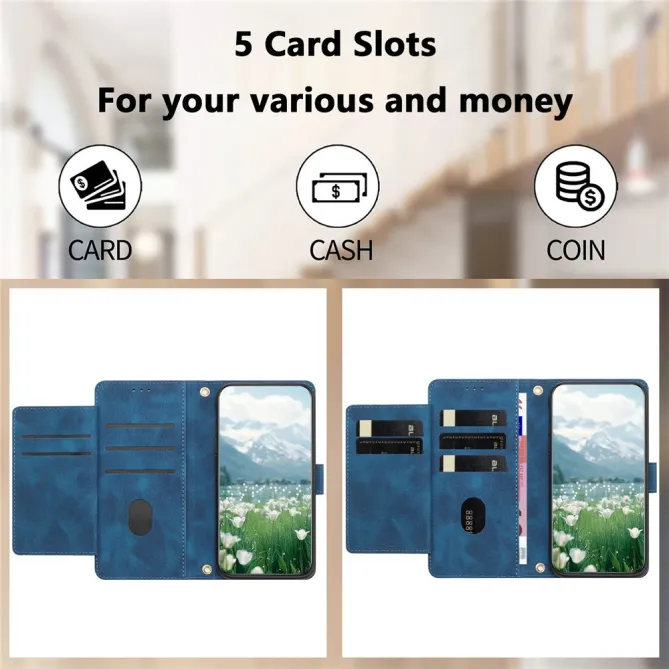 Housse Motorola Moto G77 / G67 Tulipes Gaufrées 5 Emplacements Cartes