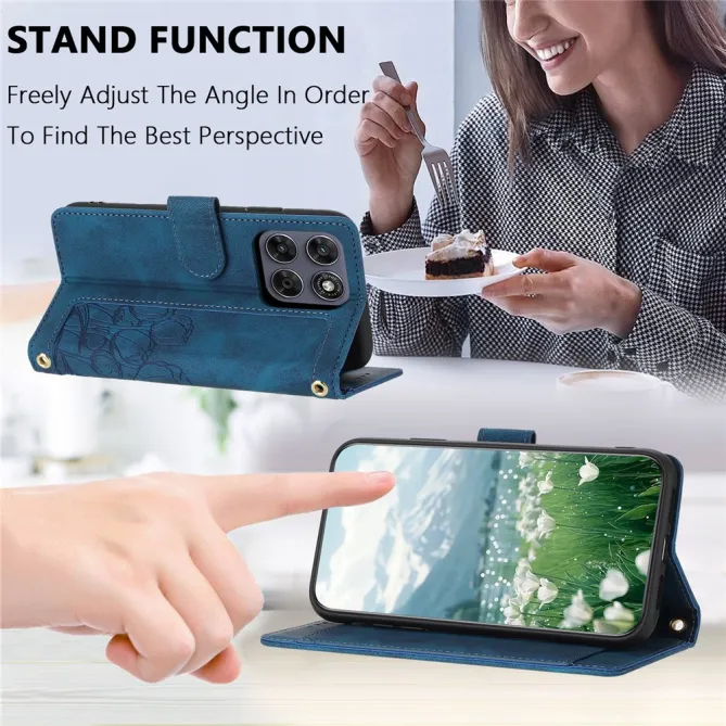 Housse Motorola Moto G77 / G67 Tulipes Gaufrées 5 Emplacements Cartes