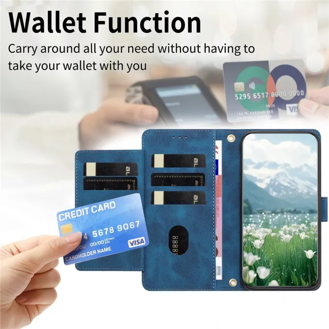 Housse Motorola Moto G77 / G67 Tulipes Gaufrées 5 Emplacements Cartes