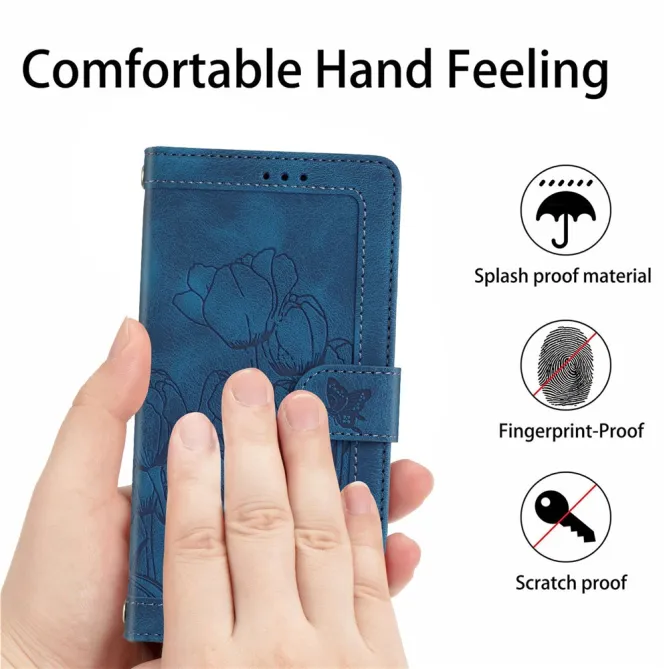 Housse Motorola Moto G77 / G67 Tulipes Gaufrées 5 Emplacements Cartes