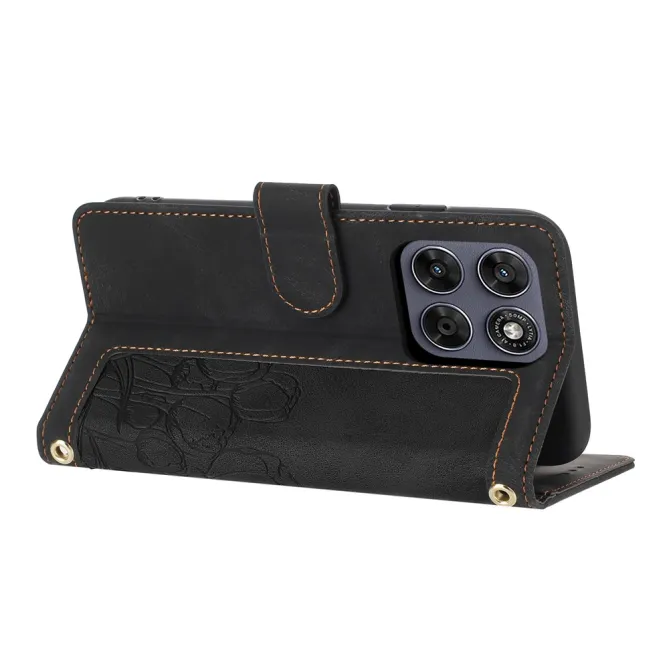 Housse Motorola Moto G77 / G67 Tulipes Gaufrées 5 Emplacements Cartes