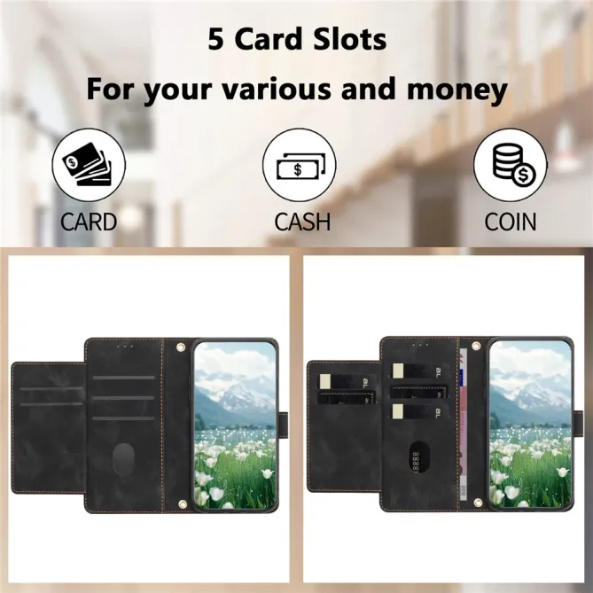 Housse Motorola Moto G77 / G67 Tulipes Gaufrées 5 Emplacements Cartes