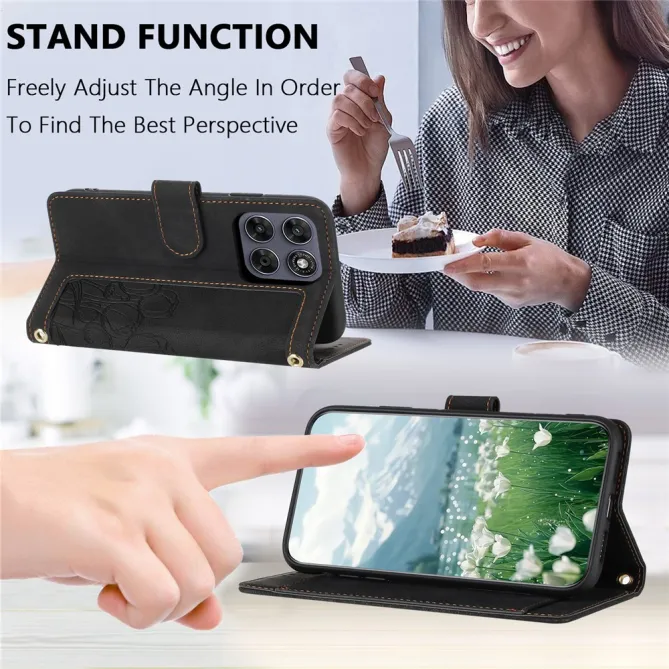 Housse Motorola Moto G77 / G67 Tulipes Gaufrées 5 Emplacements Cartes