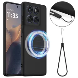 Coque Silicone Liquide Magnétique Motorola Moto G77 G67 Dragonne