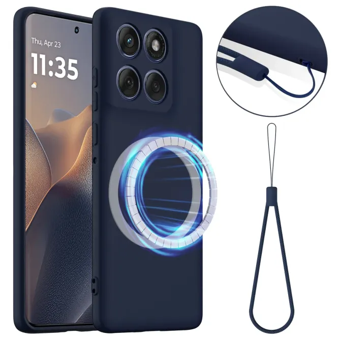 Coque Silicone Liquide Magnétique Motorola Moto G77 G67 Dragonne