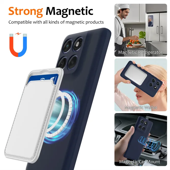 Coque Silicone Liquide Magnétique Motorola Moto G77 G67 Dragonne