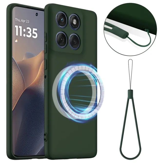 Coque Silicone Liquide Magnétique Motorola Moto G77 G67 Dragonne