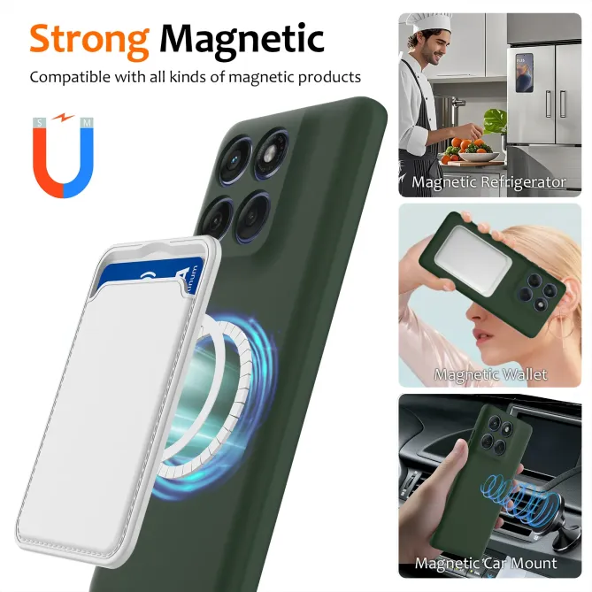 Coque Silicone Liquide Magnétique Motorola Moto G77 G67 Dragonne