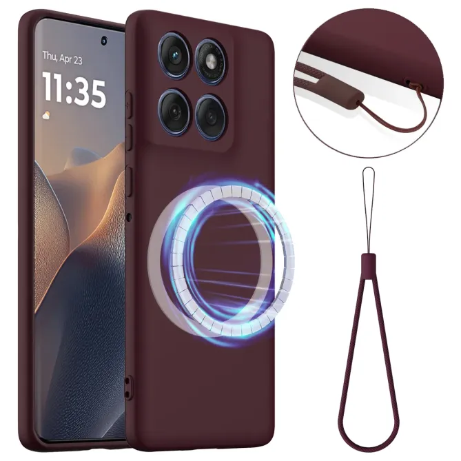 Coque Silicone Liquide Magnétique Motorola Moto G77 G67 Dragonne