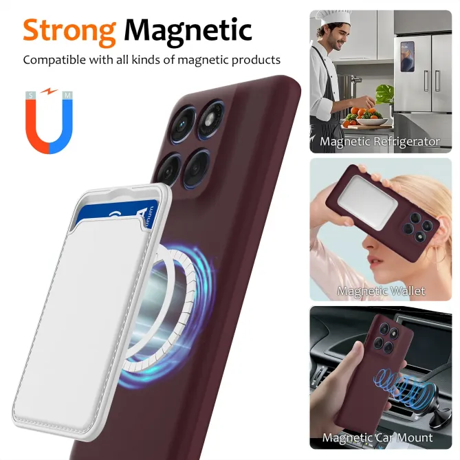Coque Silicone Liquide Magnétique Motorola Moto G77 G67 Dragonne