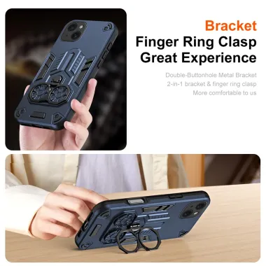 Coque iPhone 15 Anneau Rotatif Béquille Militaire Antichoc