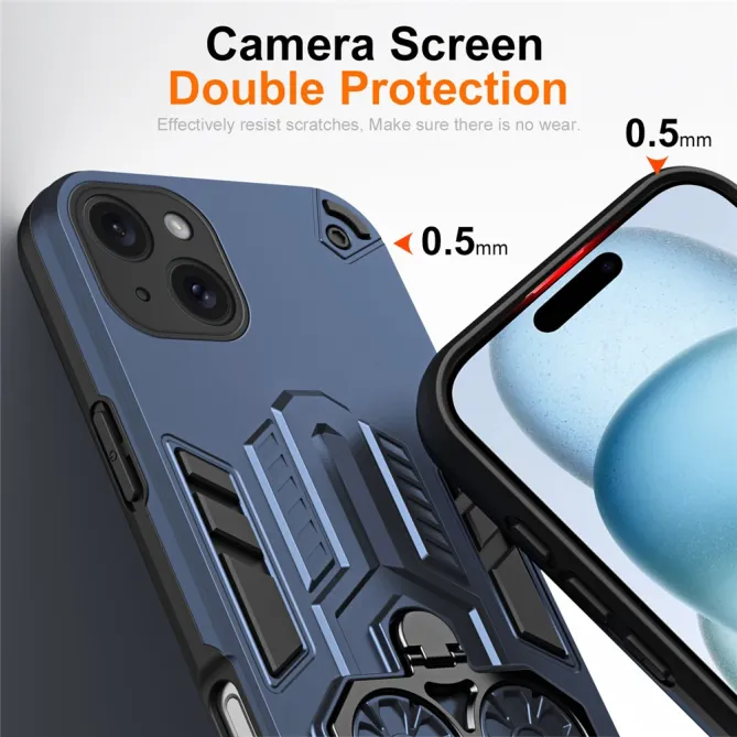 Coque iPhone 15 Anneau Rotatif Béquille Militaire Antichoc