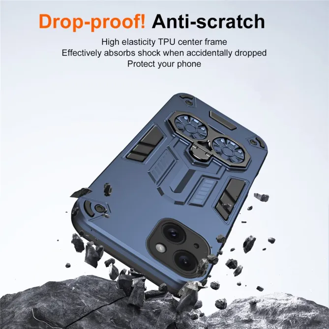 Coque iPhone 15 Anneau Rotatif Béquille Militaire Antichoc