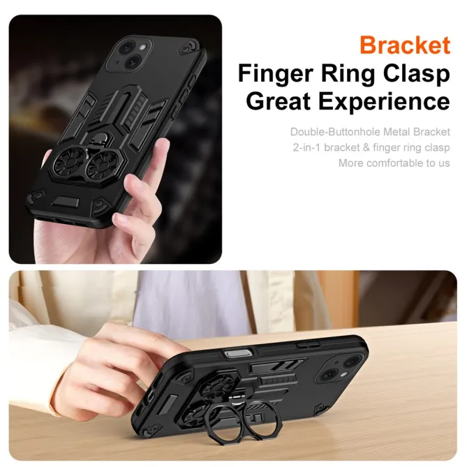 Coque iPhone 15 Anneau Rotatif Béquille Militaire Antichoc